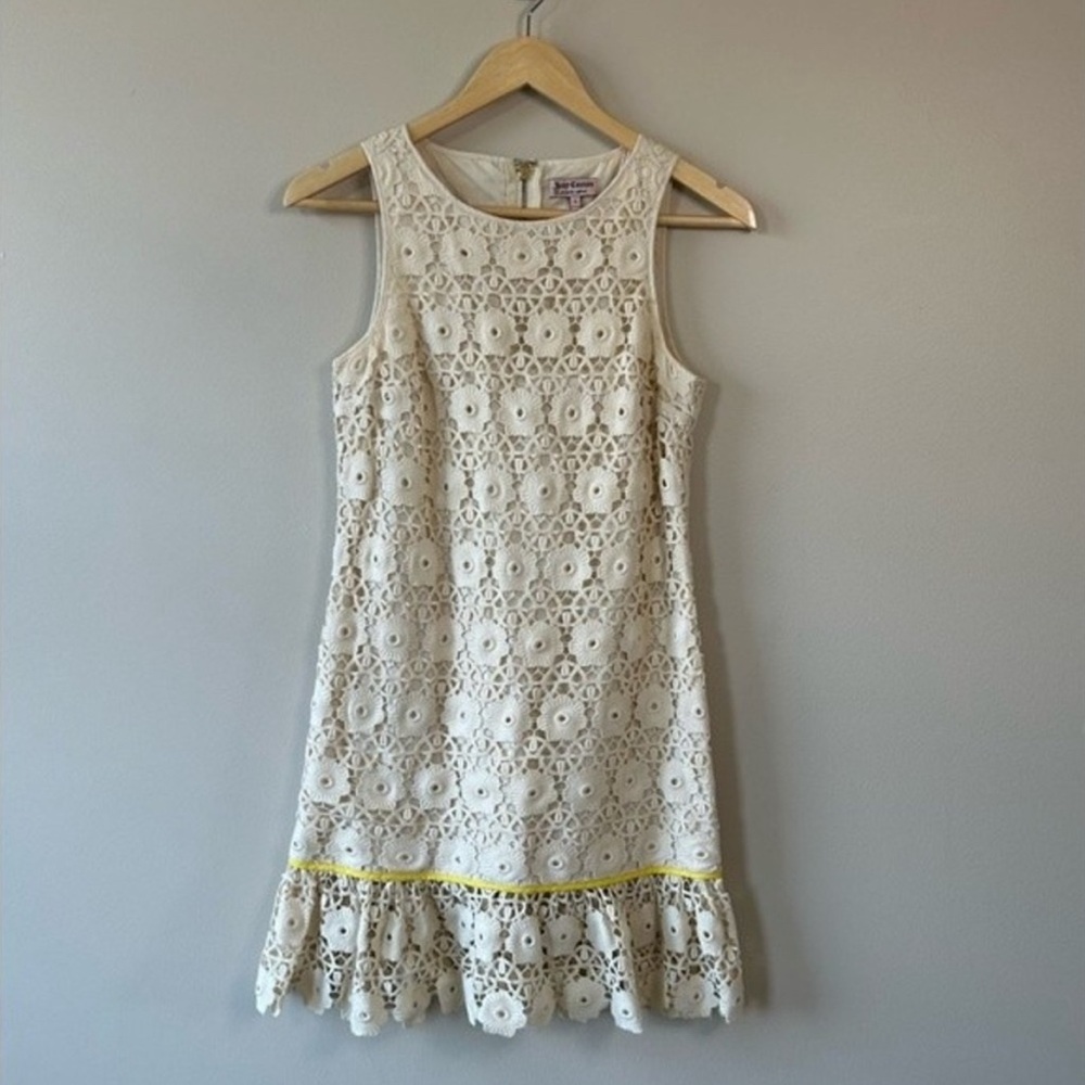 Juicy Couture Cream Crochet Lace Cotton Mini Dress Size 0
